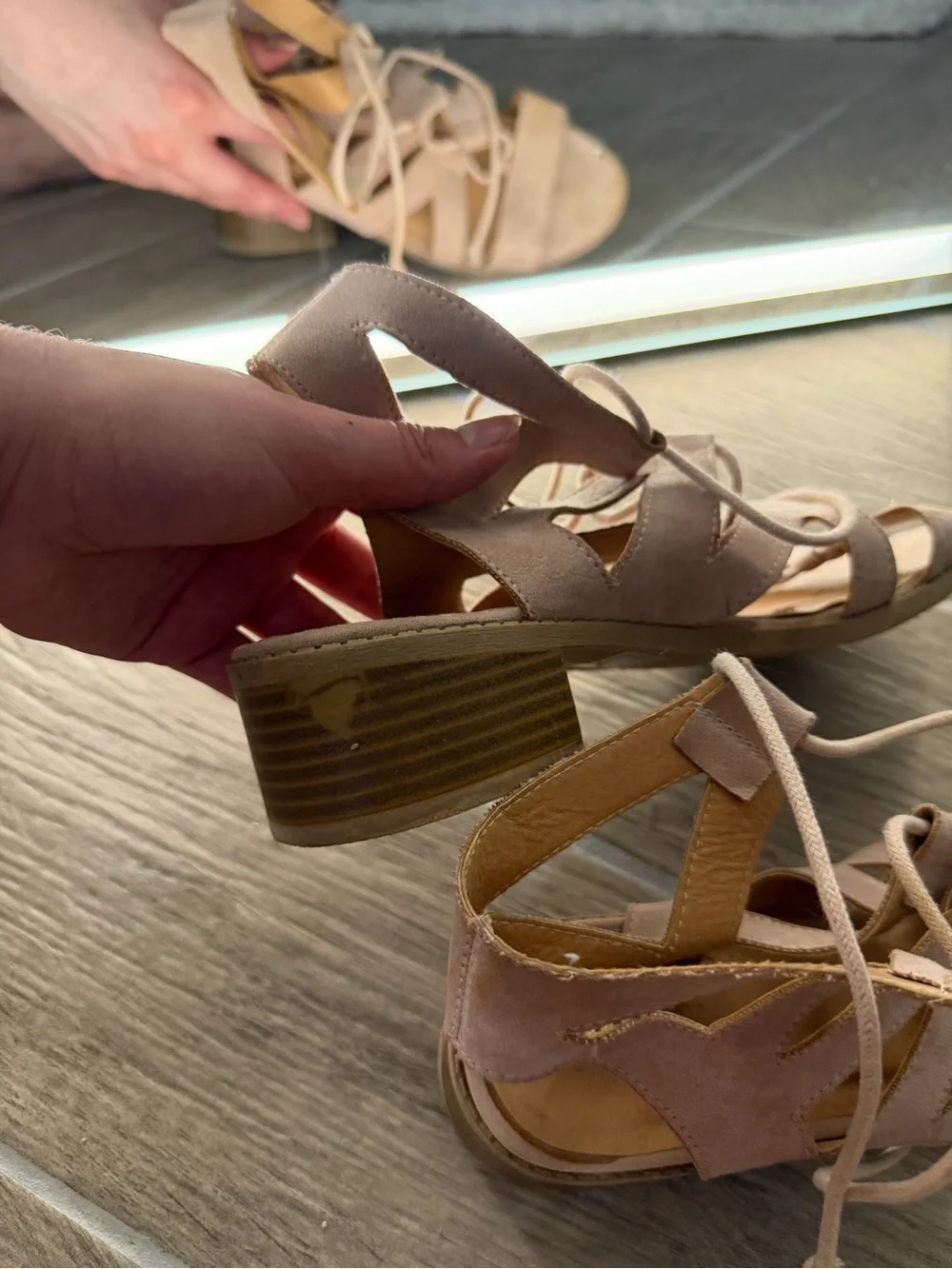 Charlotte Russe Lace-Up Cutout Block Heel Sandals
